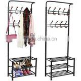 Metal 18 Hanger Hooks Clothes Coat Stand Shoes Hats Bags Stand Rack (black) thumbnail-1