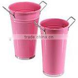 Vintage Decorative Garden Galvanized Metal Flower Pot Tall Vase Planter thumbnail-3