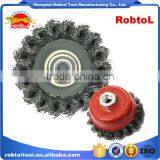 3" Steel Wire Cup Brush Wheel Twist Knot Crimped Bowl Disc Abrasive M10 Round Grinding Cheaning Brush thumbnail-3