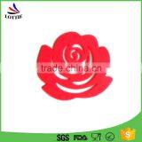 FDA&LFGB Standard Food-grade Red Rose Shape Silicone Insulation Coaster thumbnail-1