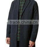 Navy Wool Crombie Overcoat Mens Single Breasted Trench Overcoat Lapel Turn-down Collar Winter Coat Jacket thumbnail-6
