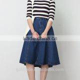 Wholesale Custom Long Denim Skirts Blue Jean Skirts for Women thumbnail-4