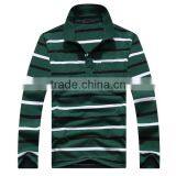 2016 Black and White Horizontal Bands Hot Sale Long Sleeve Men's Polo Shirt thumbnail-3