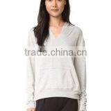 V-neck Hooded Sweatshirt for Woman Soft Light Cotton With Front Pocket Women Spring Thin Fleece thumbnail-2
