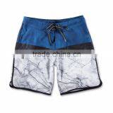 Blue Board Shorts With Digital Custom Print Pattern Zipper Mesh Right Leg Pocket Swim Trunk 87% Polyester 13% Spandex Shorts thumbnail-2