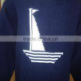 Child Teenager Kids Sailing Boat Pattern Dark Navy Blue Pullover Sweater thumbnail-2