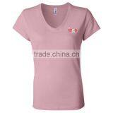 Pre-shrunk 100% Combed Ringspun Cotton, 30 Singles Ladies' Short Sleeve V-Neck T-Shirt thumbnail-3