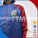 Amazing Quality OEM White Red Denim Combination Bomber Jacket thumbnail-2