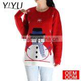 Custom Women Plus Size Jacquard Snowman Knitting Patterns Christmas Sweater thumbnail-4