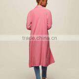 Lapel Collar Women's Long Windbreaker Latest Winter Autumn Pink Trench Coat thumbnail-2