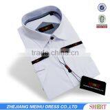 2017 Latest White Short Sleeve Contrast Color 100% Cotton Slim Fit Men Shirt thumbnail-1