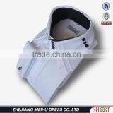 2017 Men's 100% Cotton Luxury Dress Formal White Solid Roll Collar Shirts Wholesale French Cuff thumbnail-2