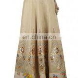 Golden Beige Lengha Set With Mirror Work thumbnail-5