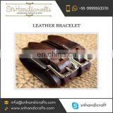 Buy Tan Brown Coloured Bracelet Made of Leather Having Metallic Lock thumbnail-1