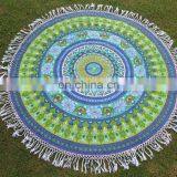 Throw Indian Wall Rug Round Mandala Bird Print Round Mandala Yoga Tapestry Bohemian Beach Wall Hanging Beach Picnic Wholesale thumbnail-1