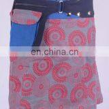 Lovely Red Print Gypsy Wrap Around Skirt With Belt & Lace HHCS 111 C