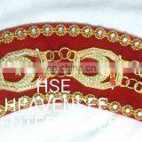 MASONIC REGALIA SHRINER GOLD FINISH METAL CHAIN COLLAR RED VELVET thumbnail-4