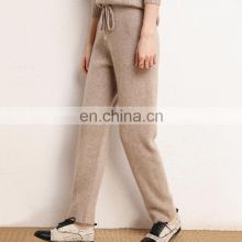 Women Casual Plain Knit Cashmere Jogger Pants with Drawstring