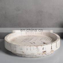 Farmhouse White Lazy Susan Round Tray Vintage Style Turntable Cabinet Organizer thumbnail-5