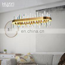 HUAYI Light Luxury Style Living Room Decorative Modern Gold LED Crystal Chandelier Pendant Light thumbnail-4