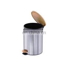 Entry-level Basic 3L 5L 12L 20L 30L Stainless Steel Round Pedal Bin Bamboo Lid Soft Close Inner Bucket Home Bathroom Kitchen thumbnail-5
