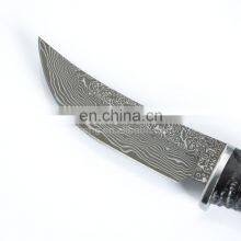 High Quality Hunting Knife Damascus Steel With Horn Handle thumbnail-3