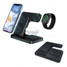 Factory Supply 3 in 1 Folding Wireless Charger Stand 15W Wireless Fast Charging Power Station for Smart Phone Watch Earphone thumbnail-2