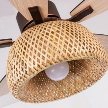 New Custom Rattan Ceiling Fan Light, Five Leaf Living Room Variable Frequency American Fan Light, （Wechat:13510231336） thumbnail-3