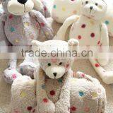 Coral Fleece Blanket With Plush Animal Toy /Soft Coral Light Blue Fleece Baby Blanket thumbnail-1