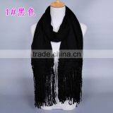 New Design Korea Women Fashion Cotton Plain Lace Scarf thumbnail-2