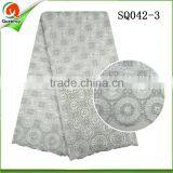 Swiss Voile Lace Big 100% Cotton Lace 100 Cotton Dyeing Fabric in Royal Blue thumbnail-3