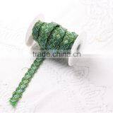 Classic style green glass beads beaded sew on ribbon lace trimming