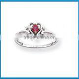 Fashion White Gold January Garnet Birthstone Heart Engagement Ring thumbnail-1