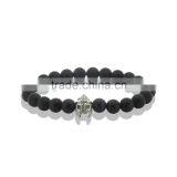2016 Fashion Gold & Silver Spartan Knight Helmet Lava Stone Beads Bracelet for Men thumbnail-6