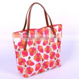 The Newest flower pattern shopping bag with PU handle