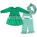 Fall boutique girl clothing set boutique cotton children costume baby girls ruffle sets