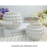 Shinny White Round Origami Ceramic Flower Pot thumbnail-1