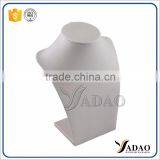 Wholesale China Factory of Custom Wood Covered With Grey Leather Necklace Jewelry Display Prop thumbnail-3