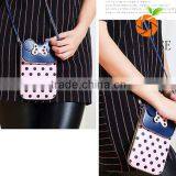 Cute Bow &Polka Dots Flip Cover Purse Two Layers PU Leather Mini Crossbody Shoulder Pouch Travel Cellphone Bag thumbnail-5