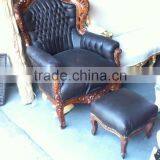 Dark Blue Baroque Armchair thumbnail-1