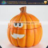 Smiling Face Biscuit Container Pumpkin Ceramic Jars With Lids thumbnail-1