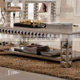 C338 Rectangle Diamond Marble Stainless Steel Coffee Table thumbnail-2