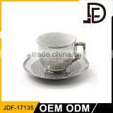 Durable Silver Painting Porcelain Custom Cup And Saucer for Hotel thumbnail-1