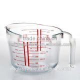 Handmade clear glass measuring glass cup with handle