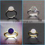 Wholesale Adjustable 925 Sterling Silver Druzy Agate Open Rings thumbnail-1
