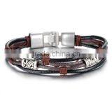 Cheap Price Multilayer Genuine Leather Men Bracelets Casual/Sporty Easy Alloy Hook Link Chain Men Jewelry thumbnail-2