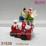 Red Ceramic Outdoor Christmas Train Decoration thumbnail-1
