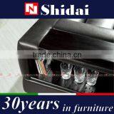 Modern Black Top Grain Leather Sectional Sofa w/ Integrated Storage Shelves 948 thumbnail-2