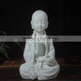 Modern Garden Decor White Marble Baby Buddha Statue thumbnail-5
