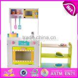 2017 New Design Funny Kids Wooden Kitchen Play Set With Shelf W10C270 thumbnail-1